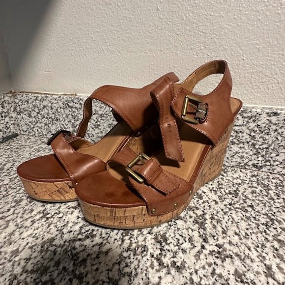 Mossimo Supply Co. Tan Cork Wedge Sandals Size 10 - Picture 1 of 4